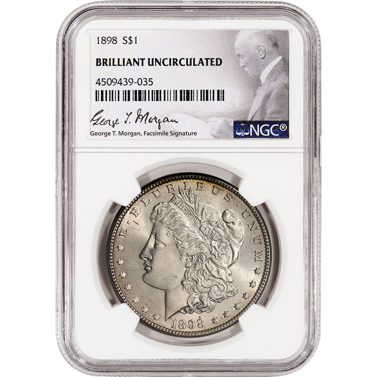1898 US Morgan Silver Dollar $1 - NGC Brilliant Uncirculated