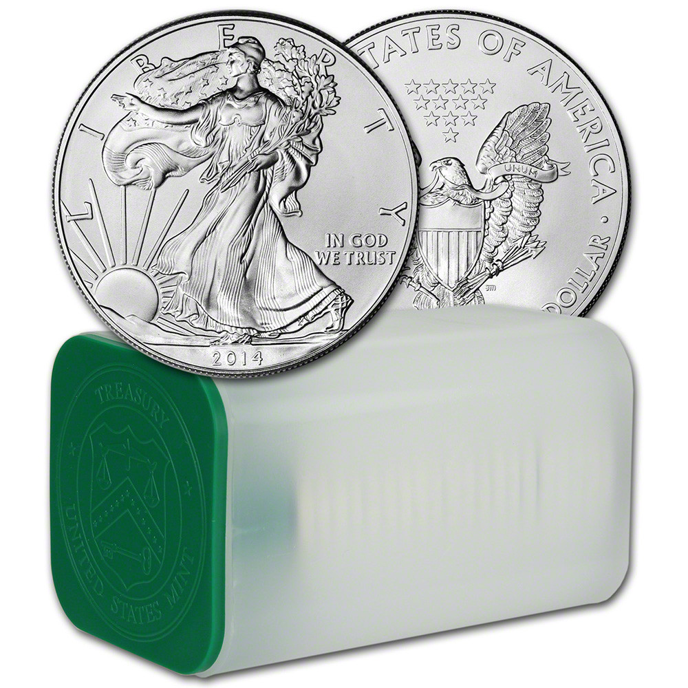 2014 American Silver Eagle 1 oz $1 - 1 Roll - Twenty 20 BU Coins