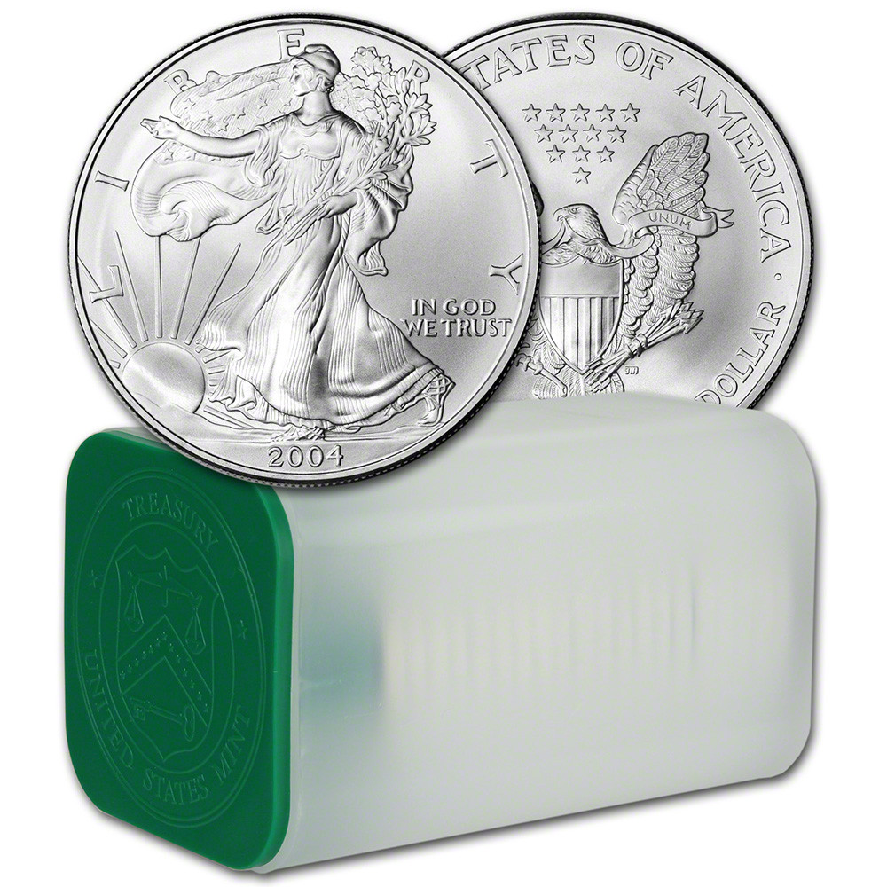 2004 American Silver Eagle 1 oz $1 - 1 Roll - Twenty 20 BU Coins