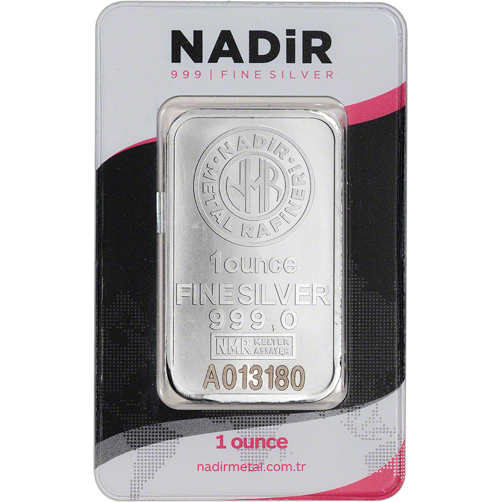 FIVE (5) 1 oz Silver Bar Nadir Metal Rafineri NMR - .999 Fine in
