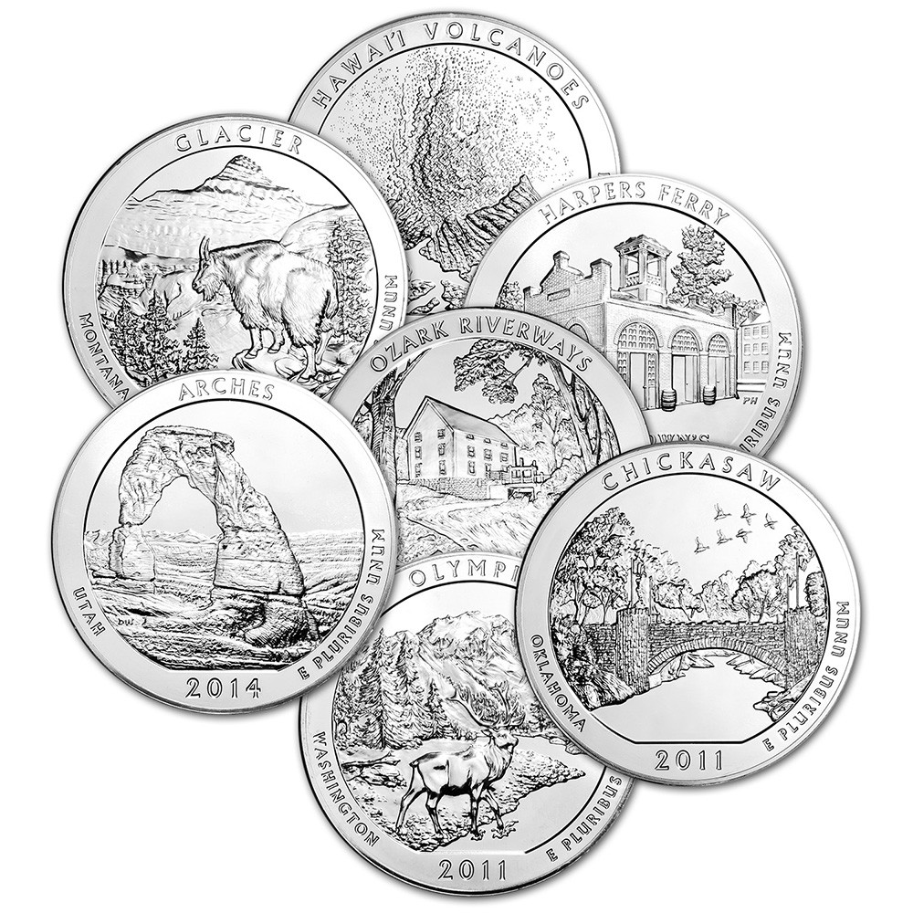 ATB America the Beautiful Silver 5 oz 25C - BU - Random Date [X