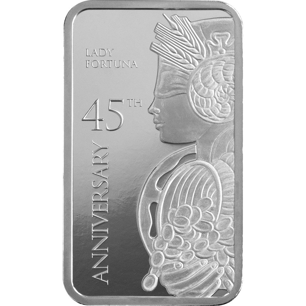 1 oz Silver Bar PAMP Suisse Fortuna 45th Anniversary - .999 Fine