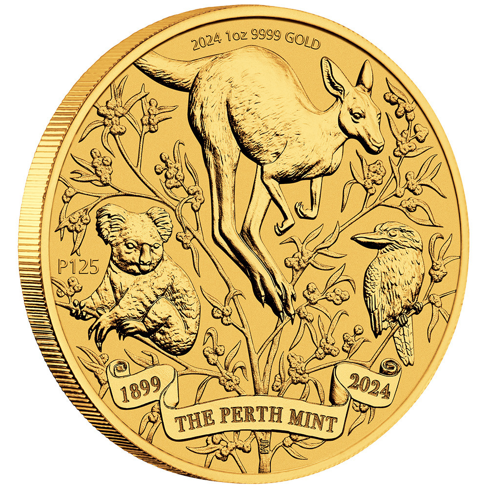 超レア　PERTH MINT 125周年　ベースメタル貨 2024 P Australia Gold Perth Mint 125th Anniversary - 1 oz - $100