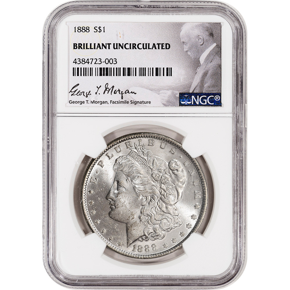 1888 US Morgan Silver Dollar $1 - NGC Brilliant Uncirculated