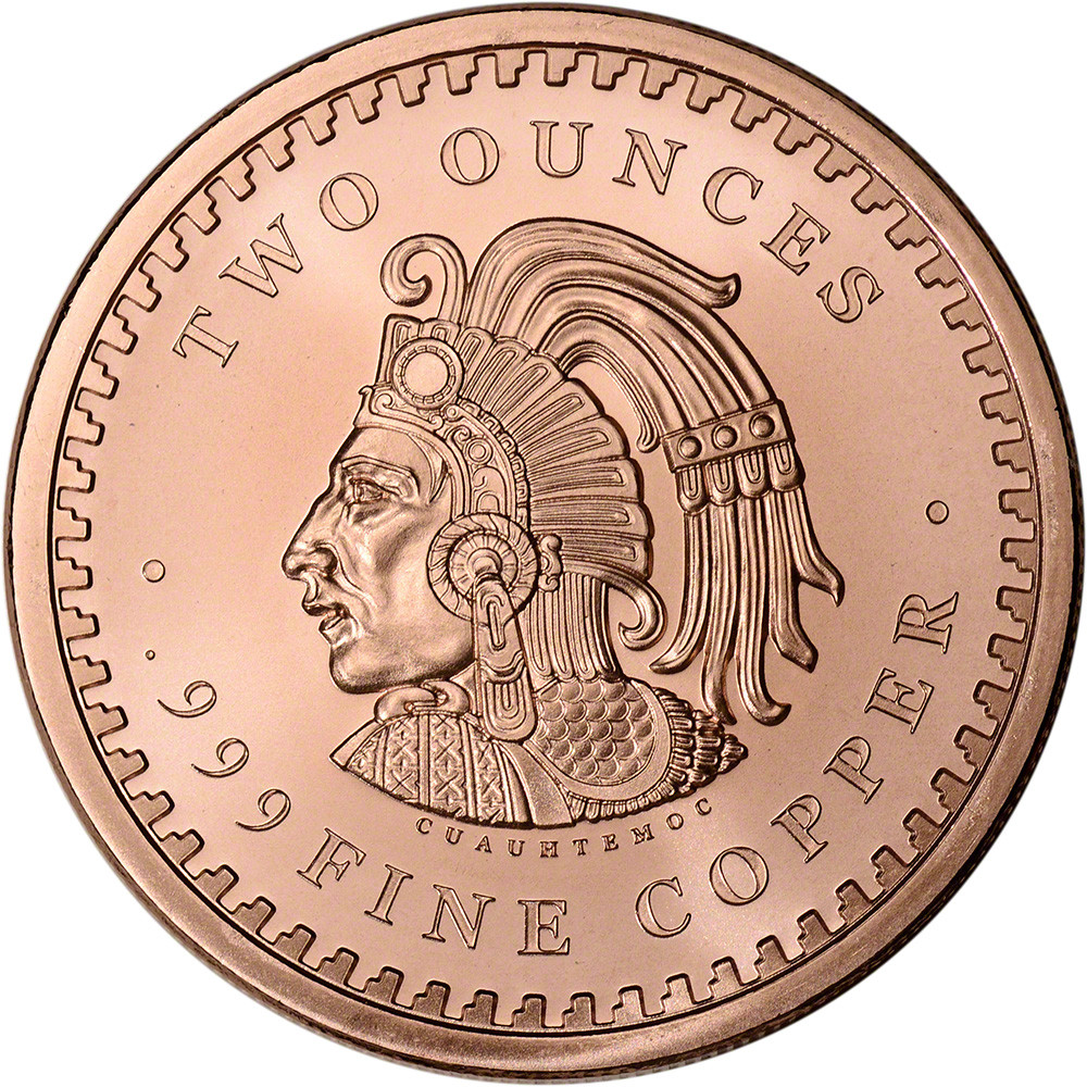 2 oz. Golden State Mint Copper Round Aztec Calendar .999 Fine Tube