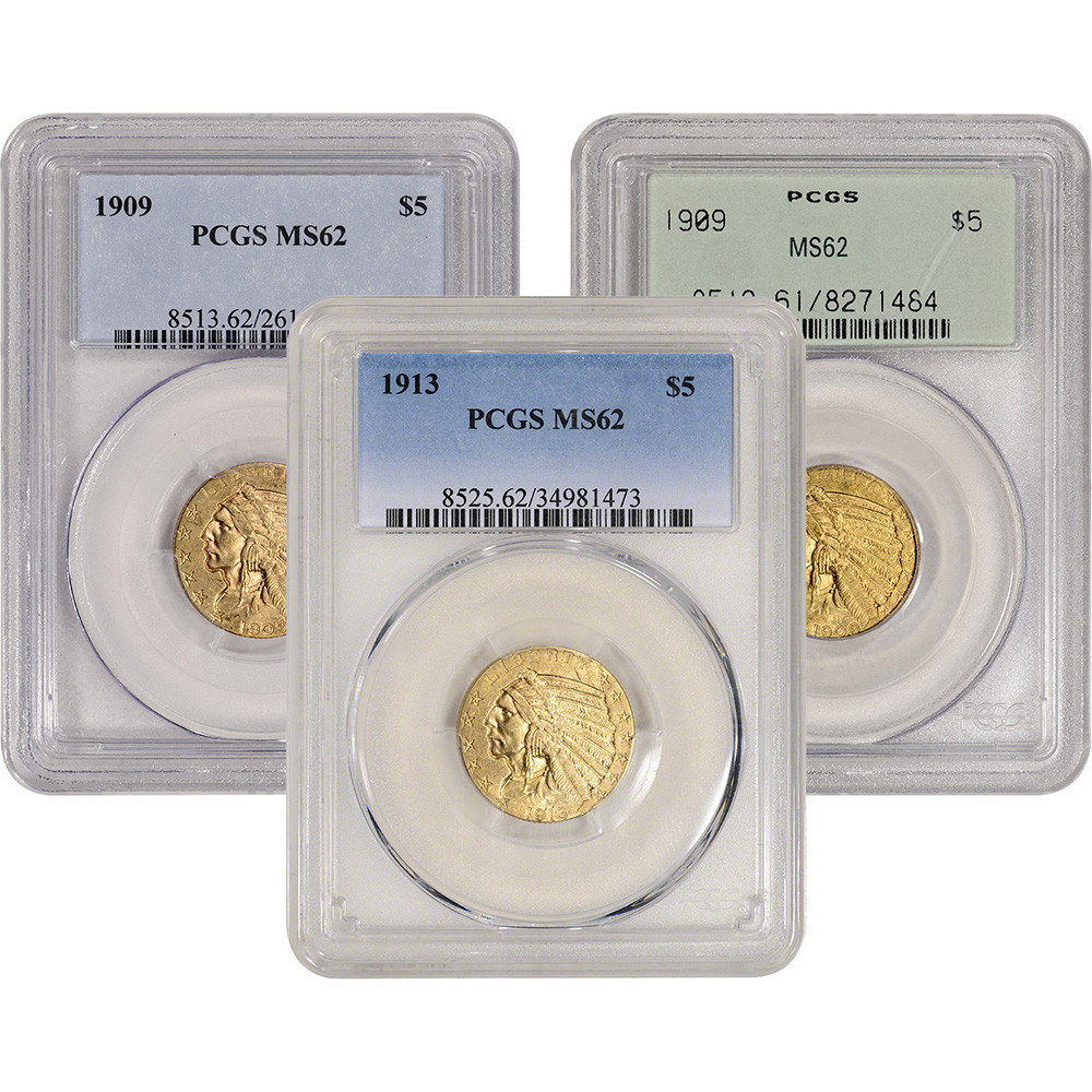 激レア！Indian Eagle メット USA直輸入 新品 US Gold $5 Indian Head Half Eagle - PCGS MS62 - Random Date and