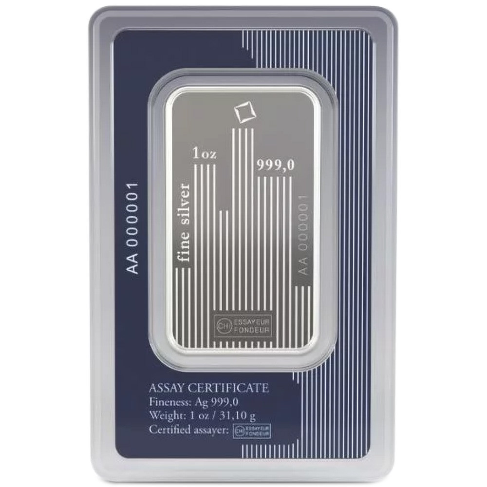 1 oz Silver Bar Valcambi Suisse Skyline .999 Fine in Sealed Assay