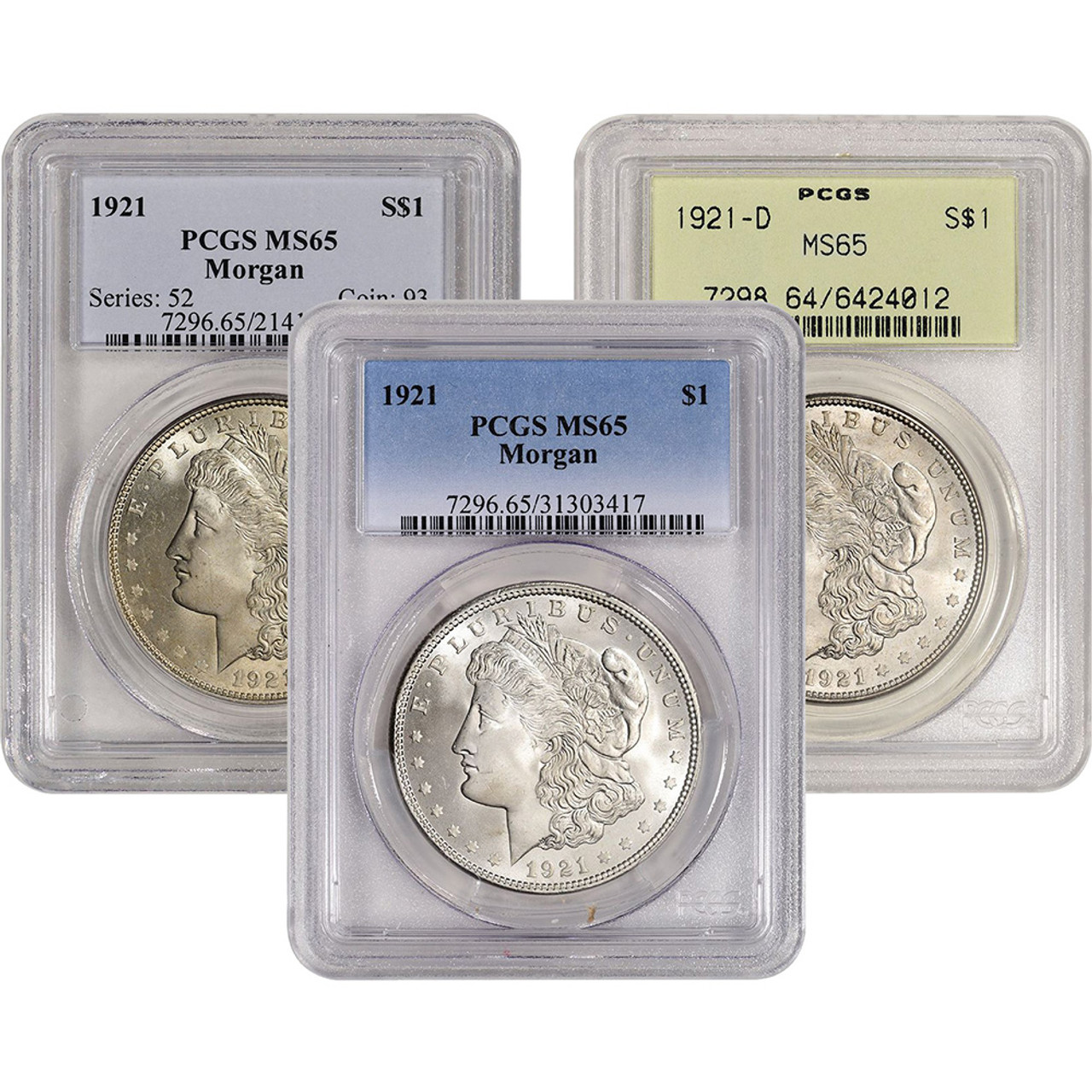1921 US Morgan Silver Dollar $1 - PCGS MS65 - Random Label [21 