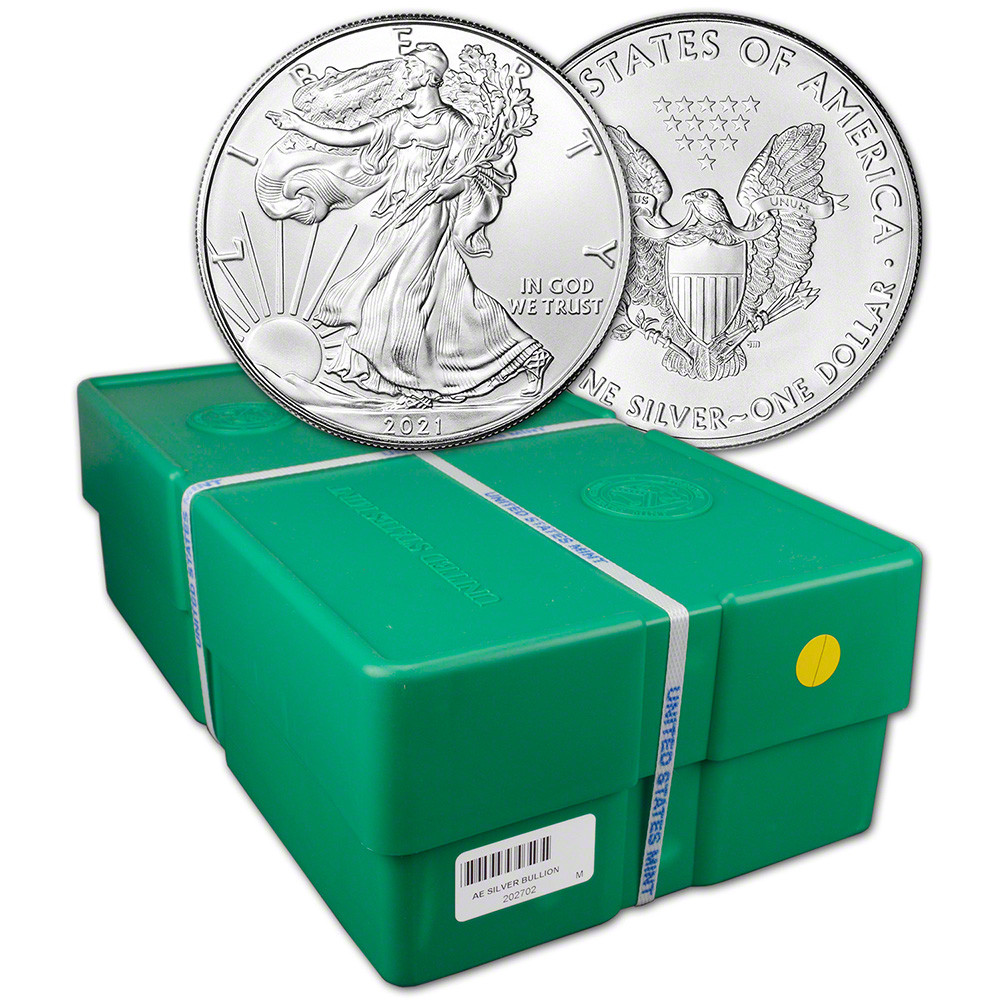 2021 American Silver Eagle 1 oz $1 - BU - Sealed 500 Coin Monster