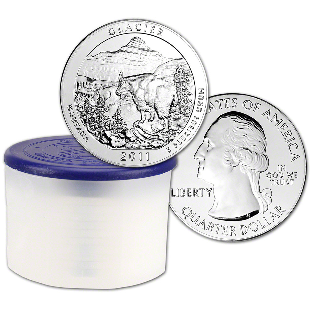 米国◆◆2011-D ワシントン (ATB6) クォーター硬貨100枚バッグ◆◆ 2011 ATB Glacier Silver (5 oz) 25C - BU - 10 Coins in Mint Issued