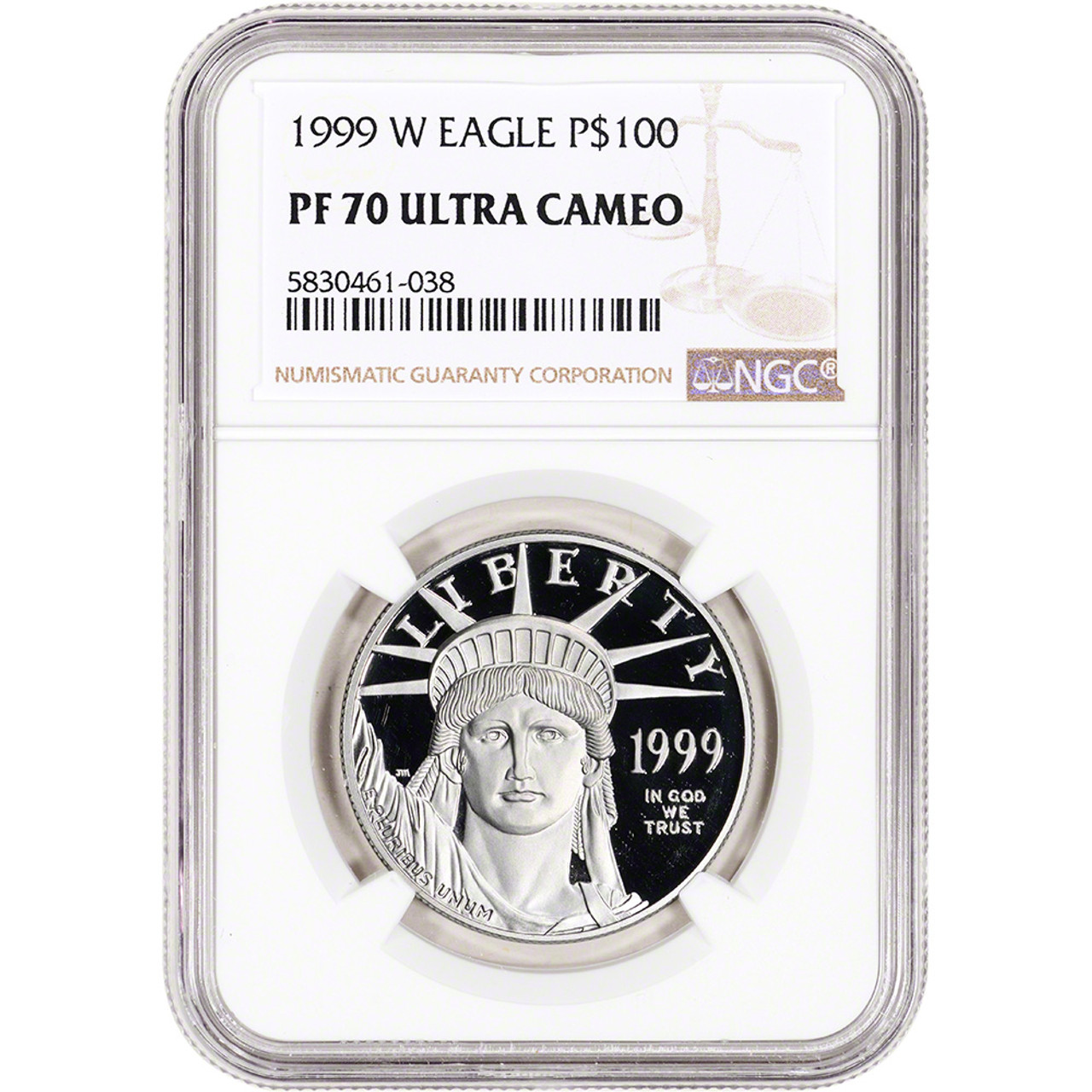 1999 W American Platinum Eagle Proof 1 oz $100 - NGC PF70 UCAM [99 