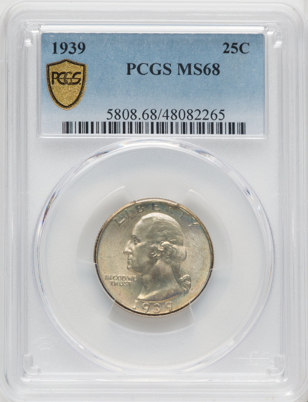 1939 US Washington Silver Quarter 25C - PCGS MS68 [V-HA