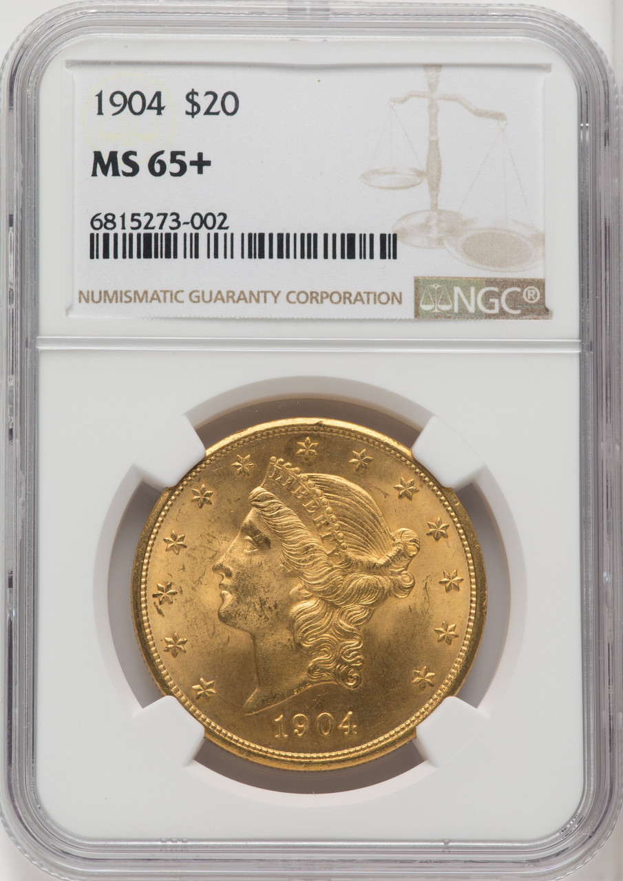 1904 US Gold $20 Liberty Head Double Eagle - NGC MS 65+ [V-HA