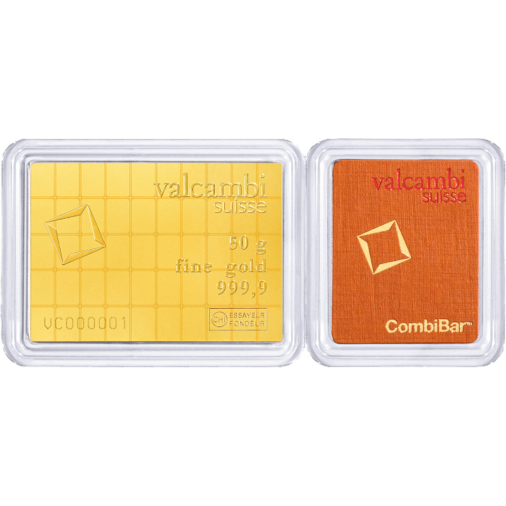 Valcambi 50x1 Gram Gold CombiBar (1.6075 oz) with Assay Card