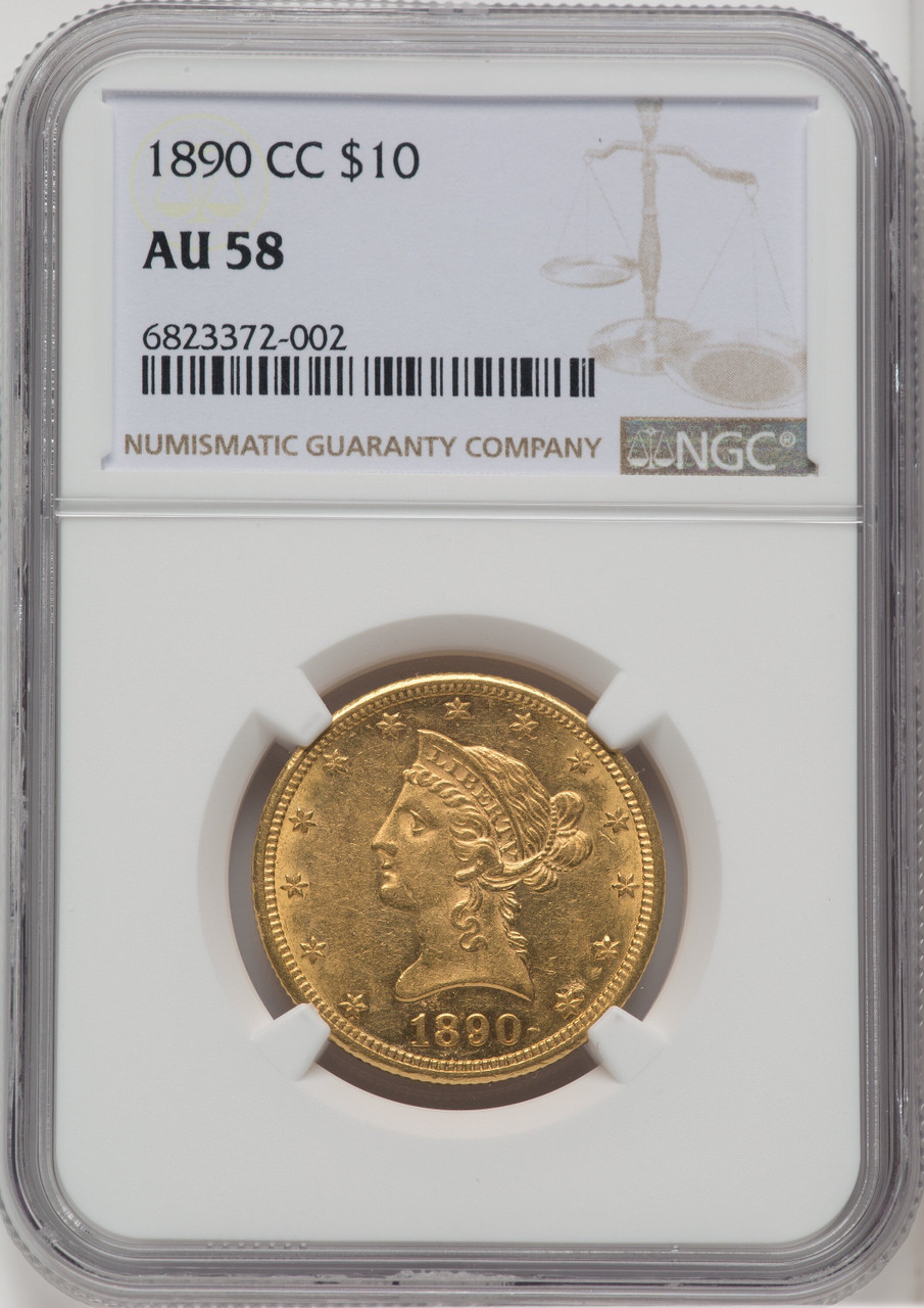 1890 CC US Gold $10 Liberty Head Eagle - NGC AU 58 [V-HA-764731018