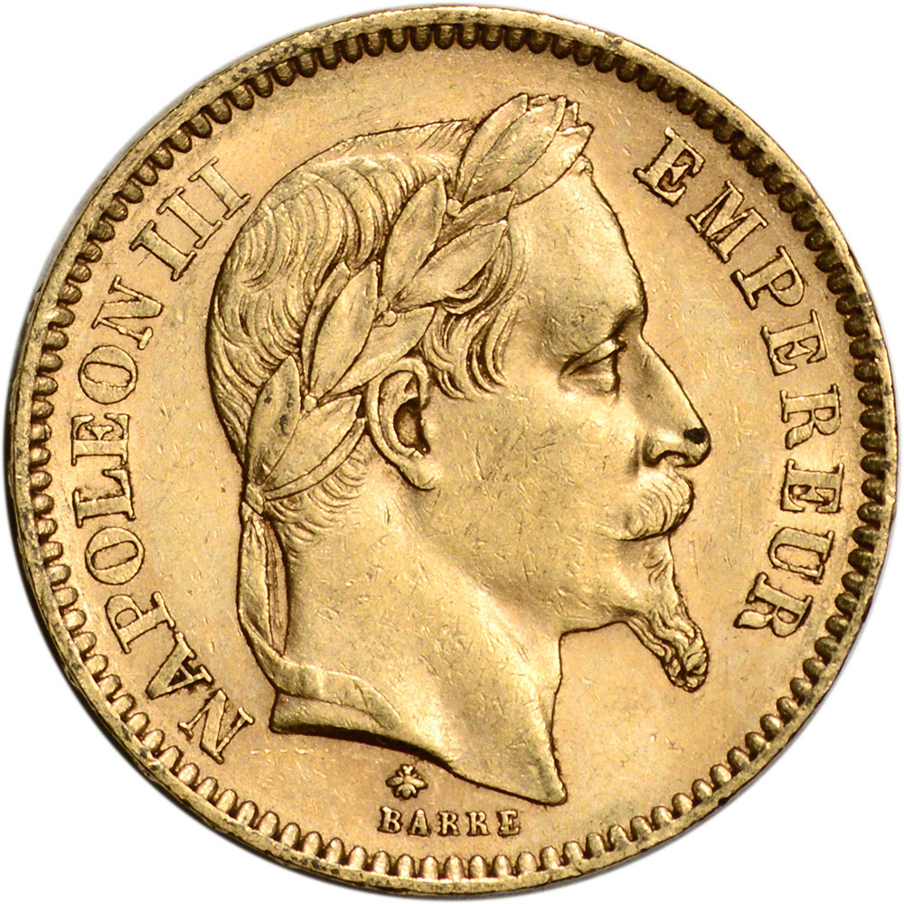 France Gold 20 Francs (.1867 oz) - Napoleon III Laureate - Avg France Gold 20 Francs (.1867 oz) - Napoleon III Laureate - Avg