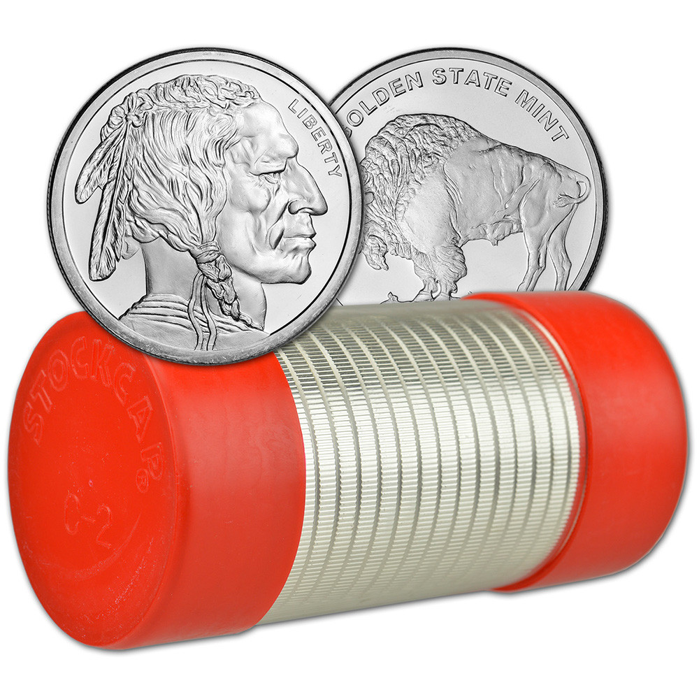 2 oz Golden State Mint Silver Round Buffalo Design .999 Fine Tube