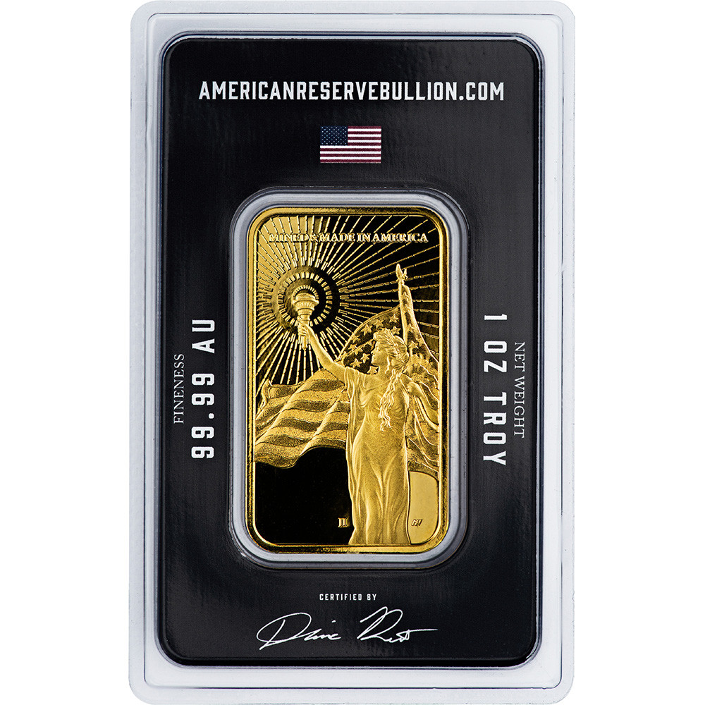 1 oz Gold Bar Asahi Refining American Reserve Columbia Goddess