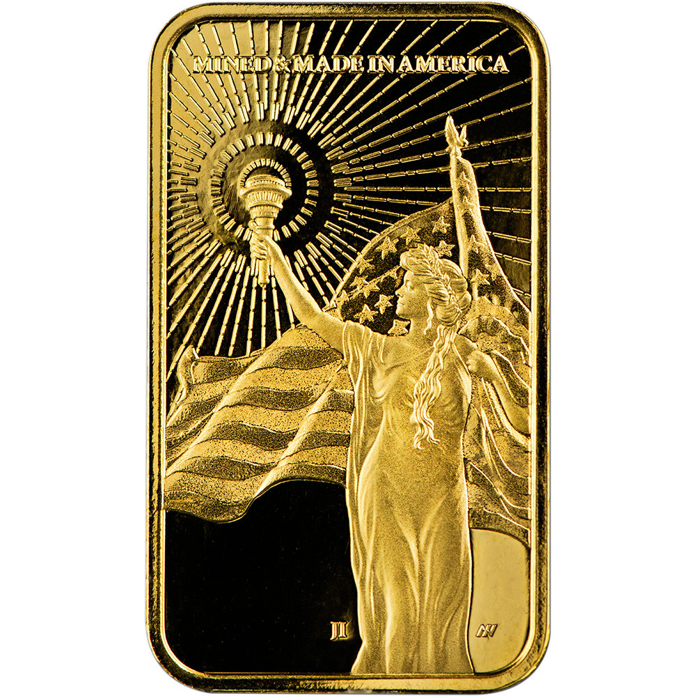 1 oz Gold Bar Asahi Refining American Reserve Columbia Goddess