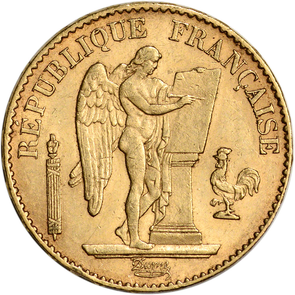 France Gold 20 Francs (.1867 oz) - Angel - XF/AU - Random Date [X