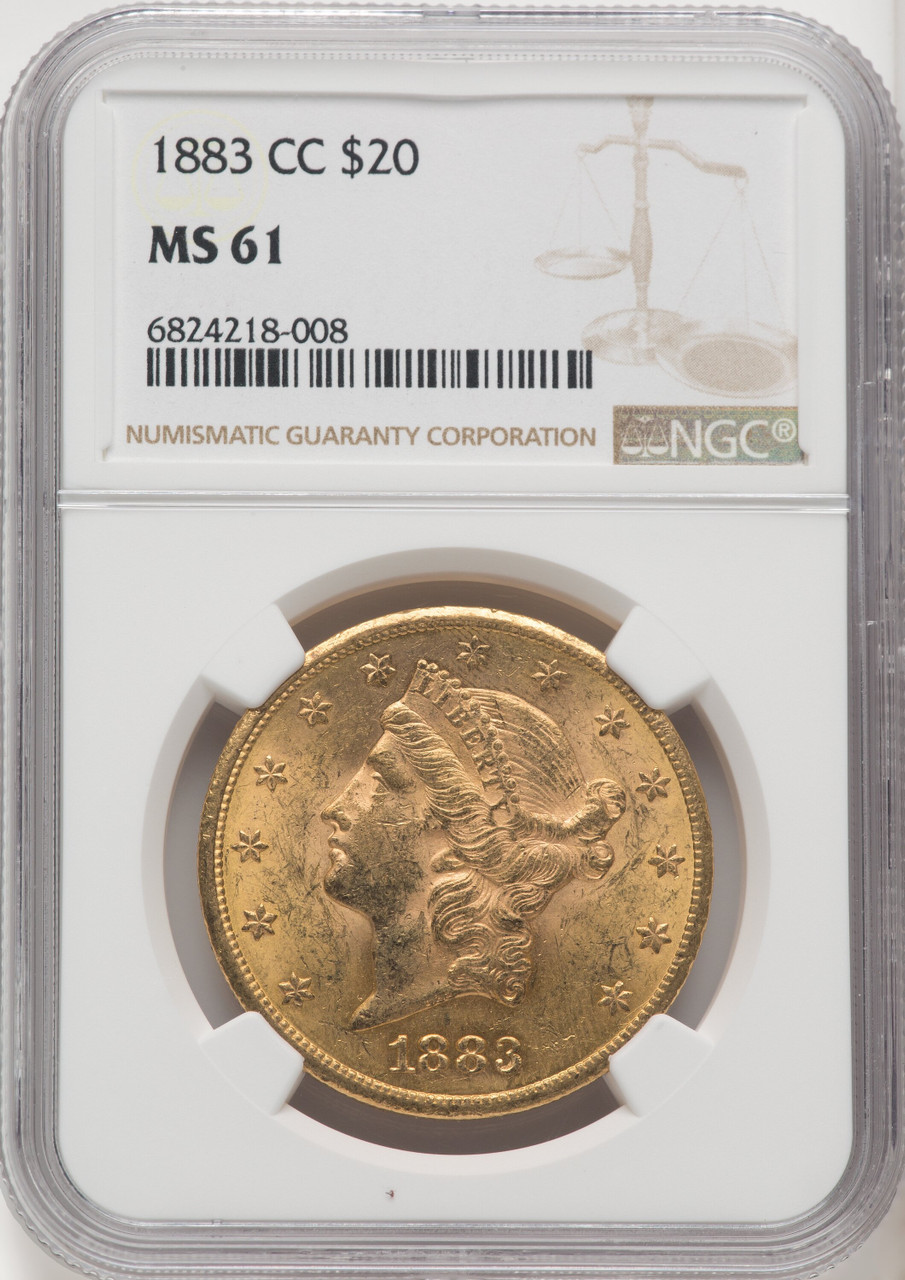 1883 CC US Gold $20 Liberty Head Double Eagle - NGC MS 61 [V-HA