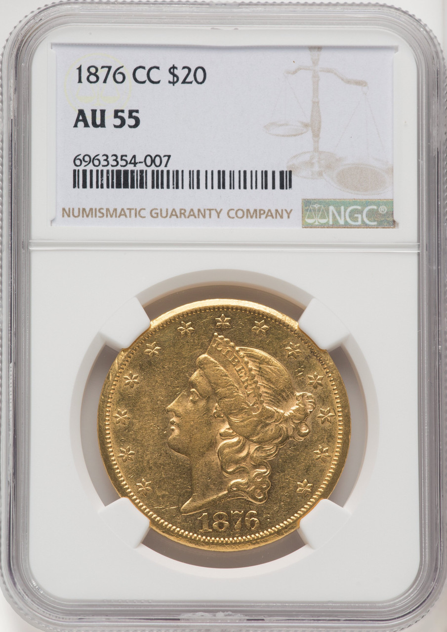 1876 CC US Gold $20 Liberty Head Double Eagle - NGC AU 55 [V-HA