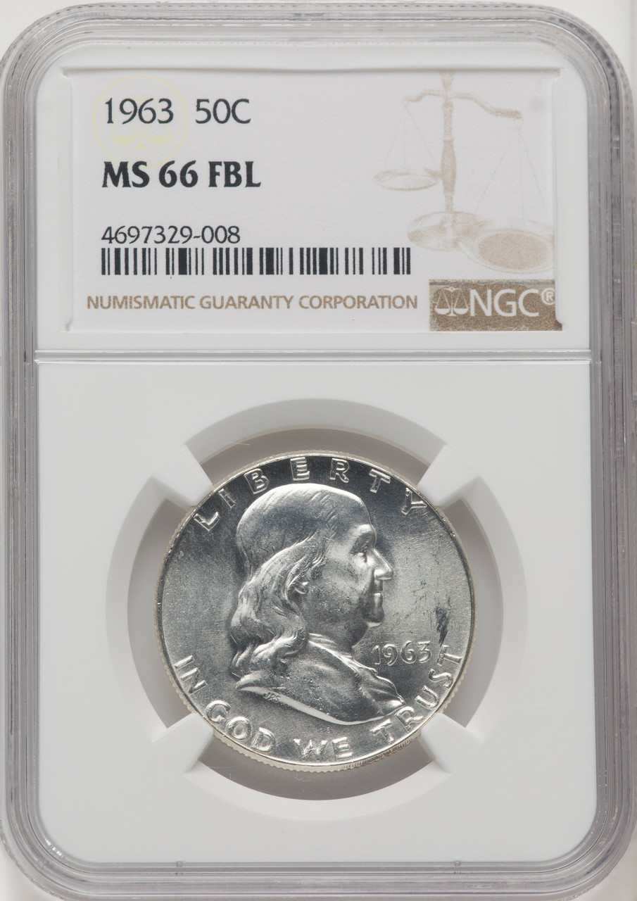 1963 US Franklin Silver Half Dollar 50C - NGC MS 66 FBL [V-HA