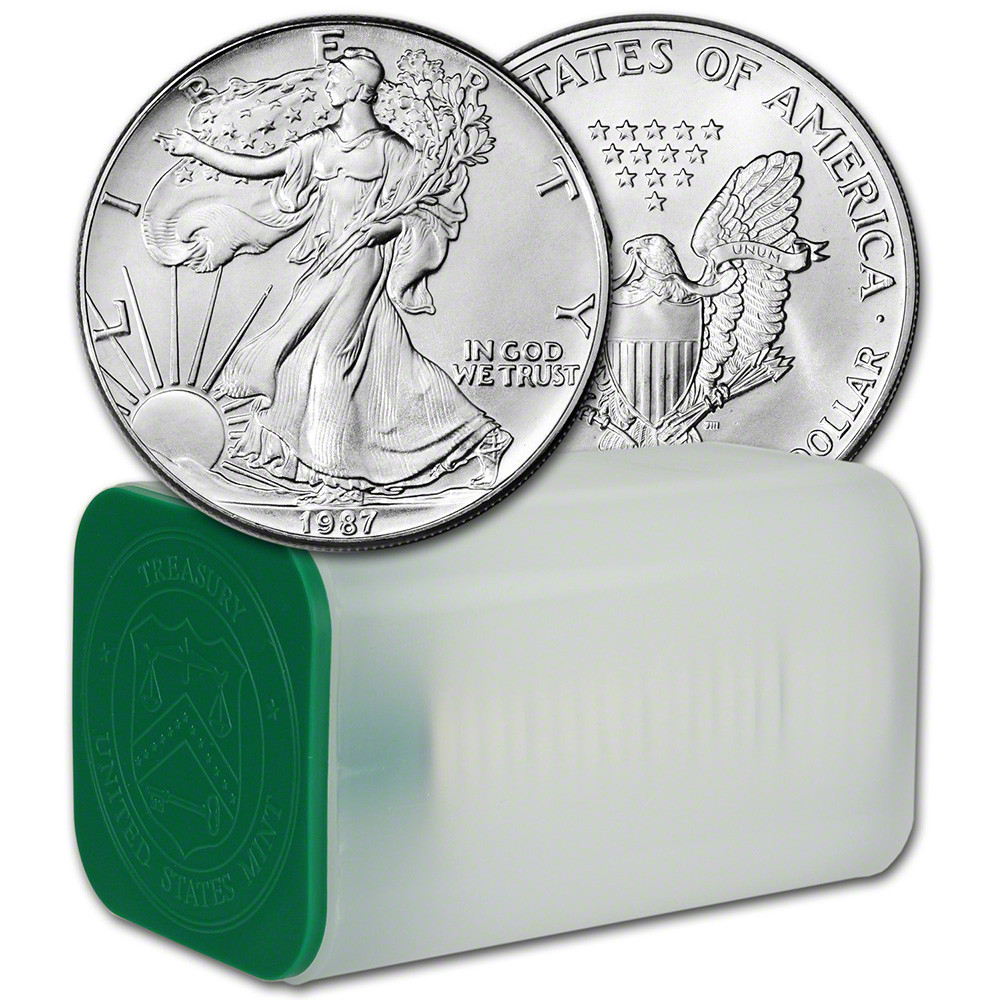 1987 American Silver Eagle - 1 Roll - Twenty 20 BU Coins in Mint