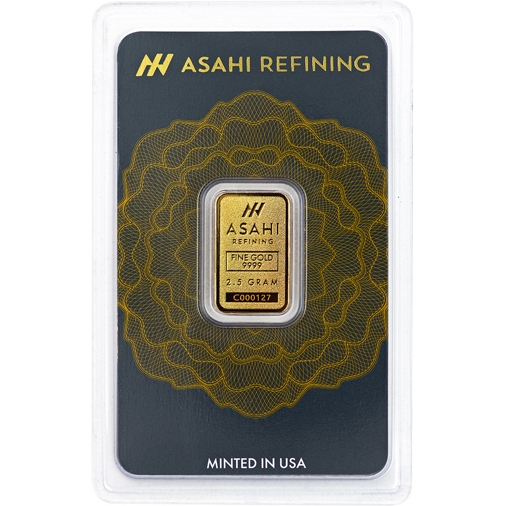 2.5 gram Gold Bar Asahi Refining .9999 Fine in Sealed Assay [GOLD