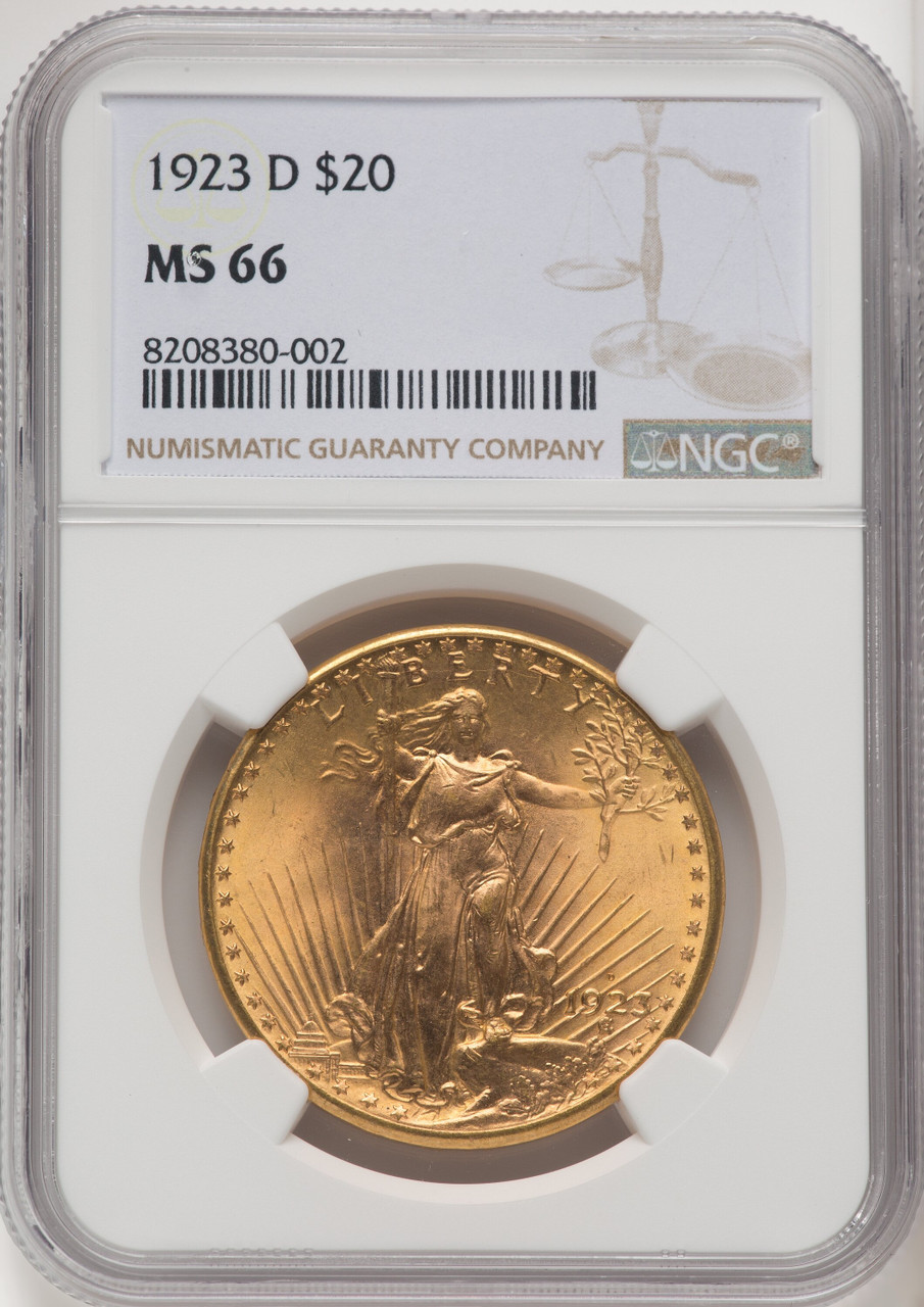 1923 D US Gold $20 Saint-Gaudens Double Eagle - NGC MS 66 [V-HA