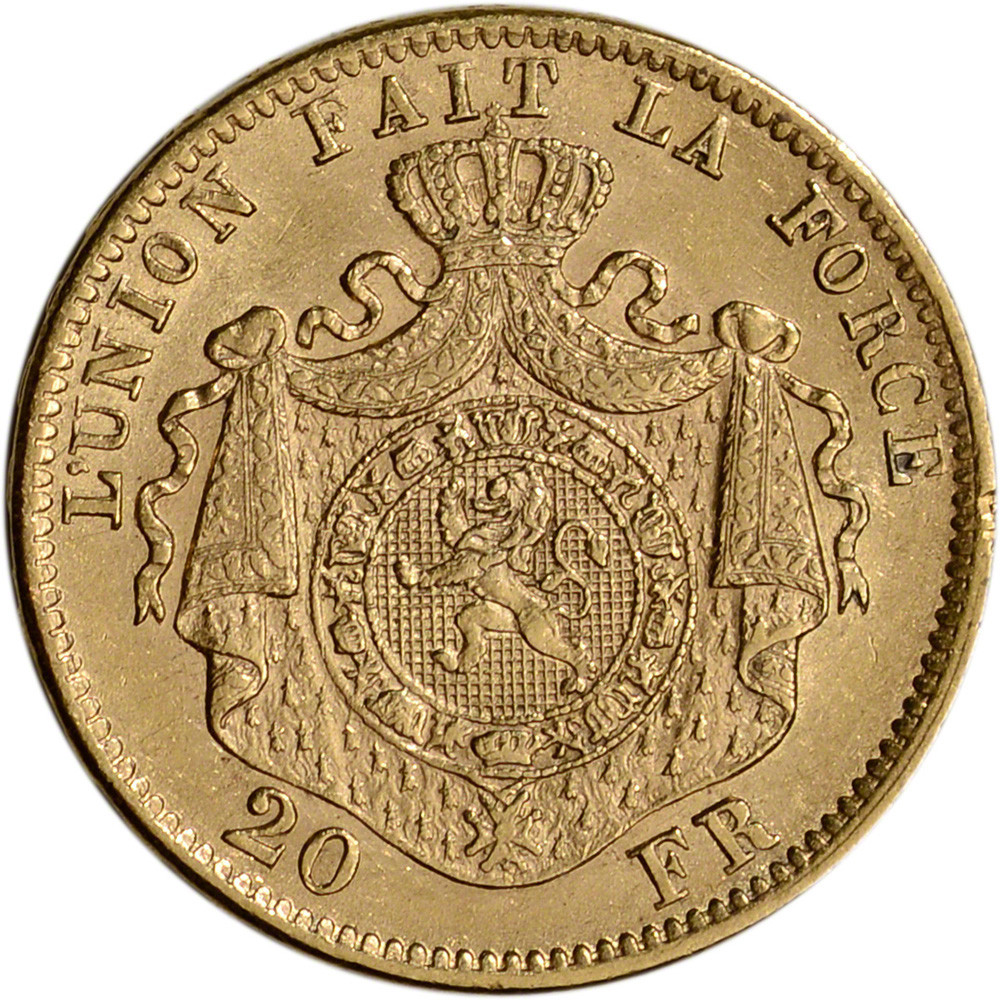 Belgium Gold 20 Francs (.1867 oz) - Leopold II - XF/AU - Random