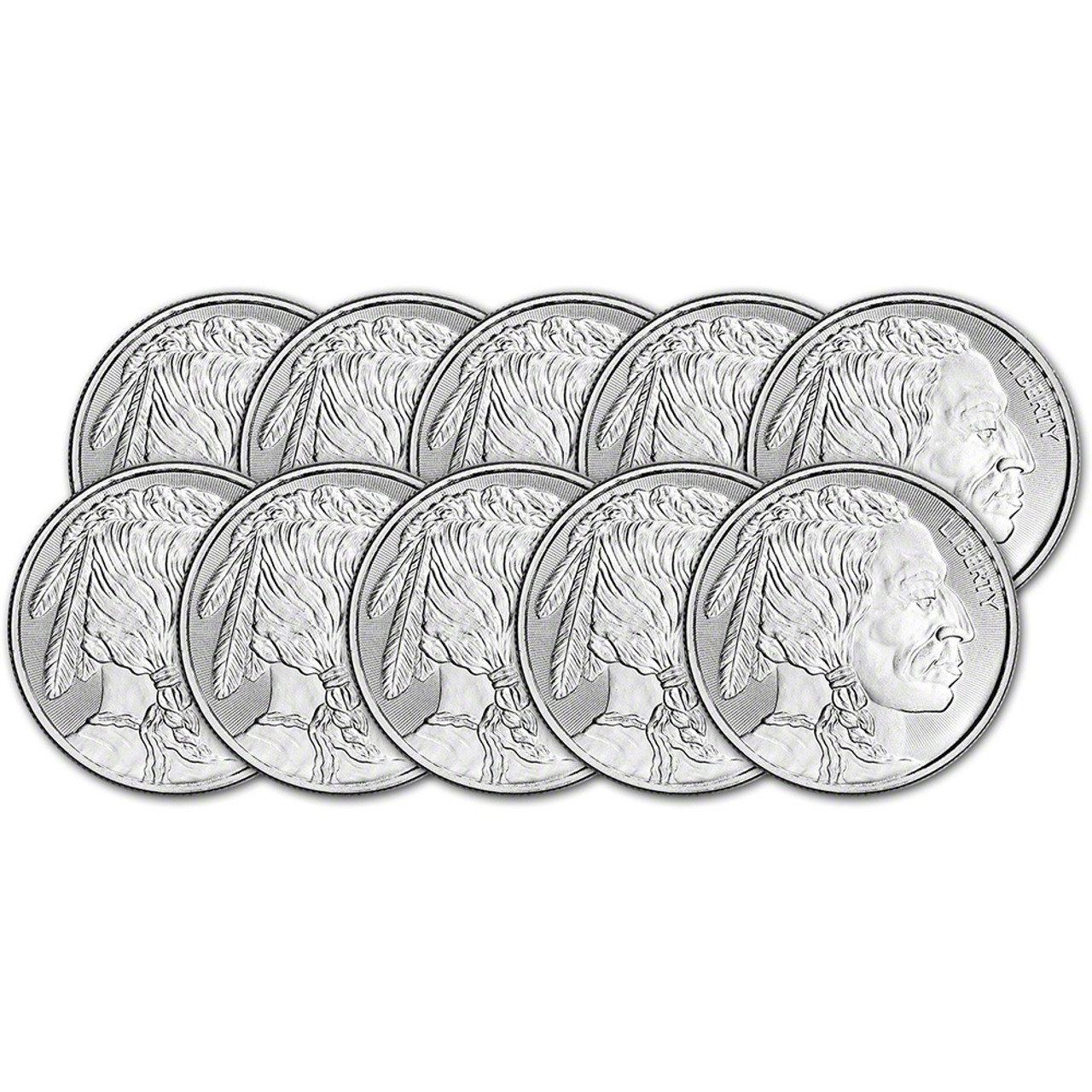 TEN (10) 1 oz. Cut Saw Mint Silver Round - Buffalo Design