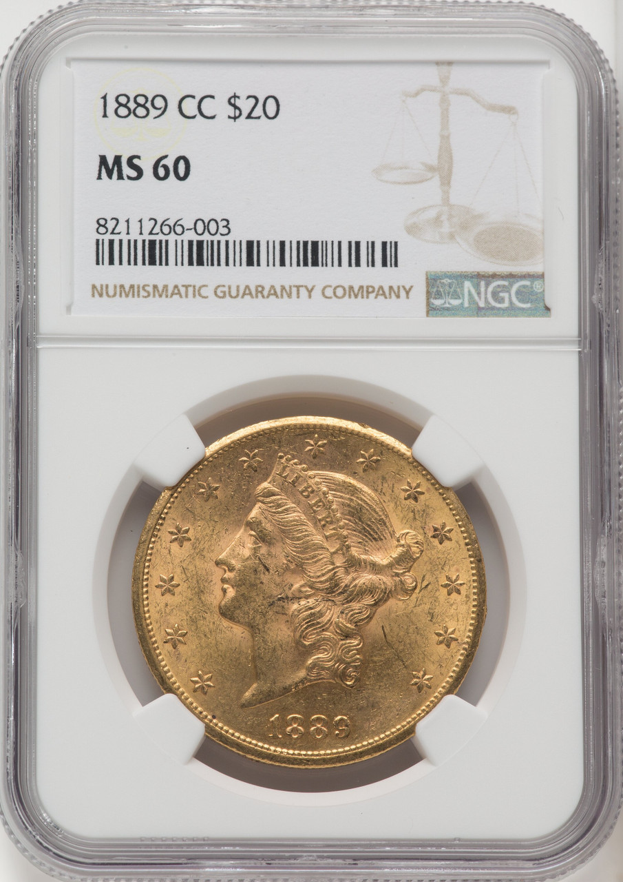 ぐりーん（ゴールドバレル15玉） 1889 CC US Gold $20 Liberty Head Double Eagle - NGC MS 60 [V-HA