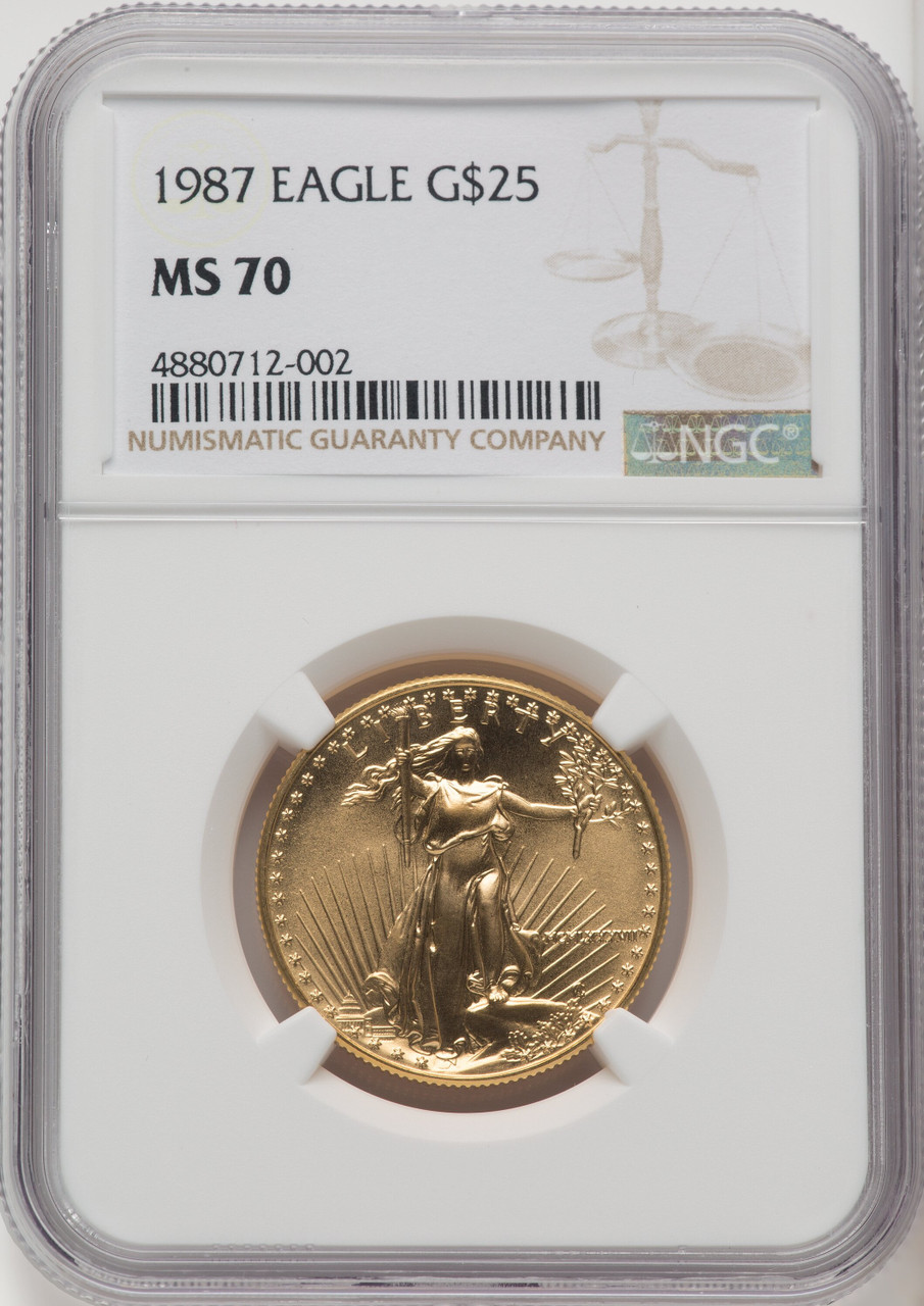 1987 $25 1/2 oz Gold Eagle - NGC MS 70 [V-HA-765427009] - Liberty Coin