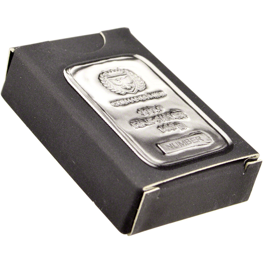 100 gram Germania Mint Silver Bar 9999 Fine [SILVER-Bar-100g-GM