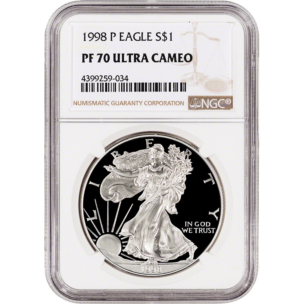 1998 P American Silver Eagle Proof - NGC PF70 UCAM [98-P-ASE-N