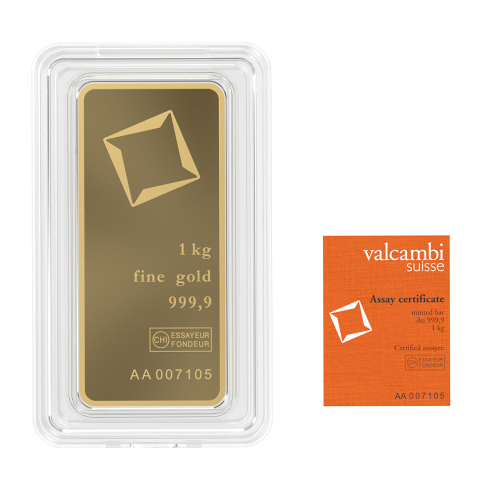 Kilo 32.15 oz Gold Bar - Valcambi Suisse - 999.9 Fine with Assay