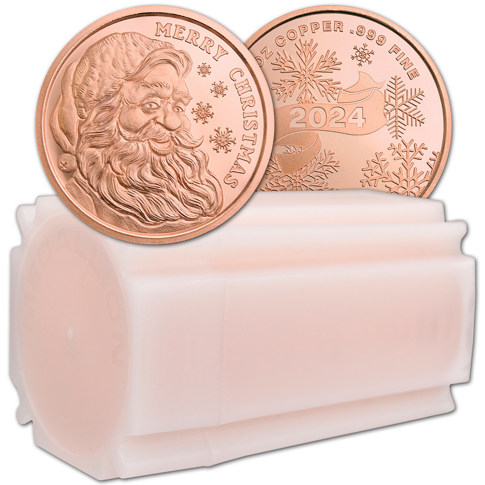 1 oz Golden State Mint Copper Round 2024 Santa .999 Fine Tube of
