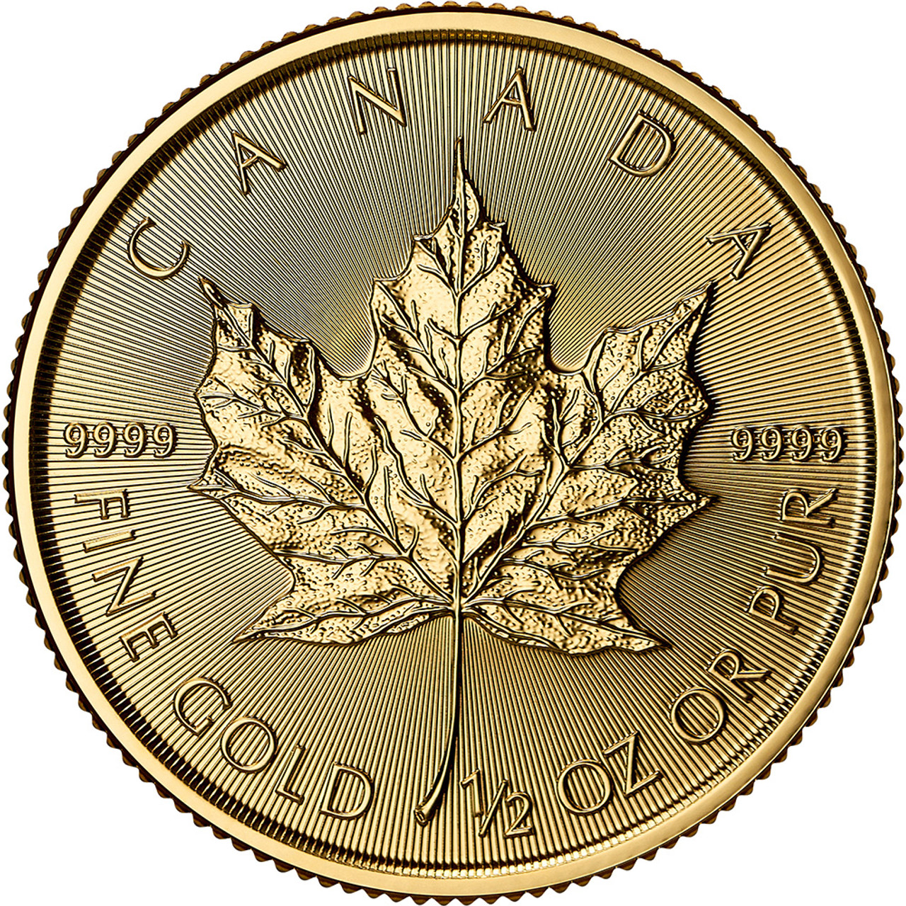 2025 Canada Gold Maple Leaf 1/2 oz $20 - BU - Sheet of Ten