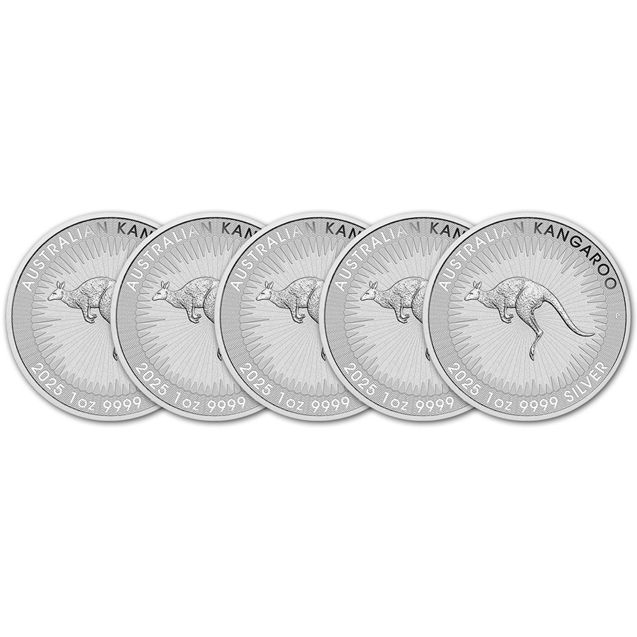 2025 P Australia Silver Kangaroo 1 oz $1 BU - Five 5 Coins