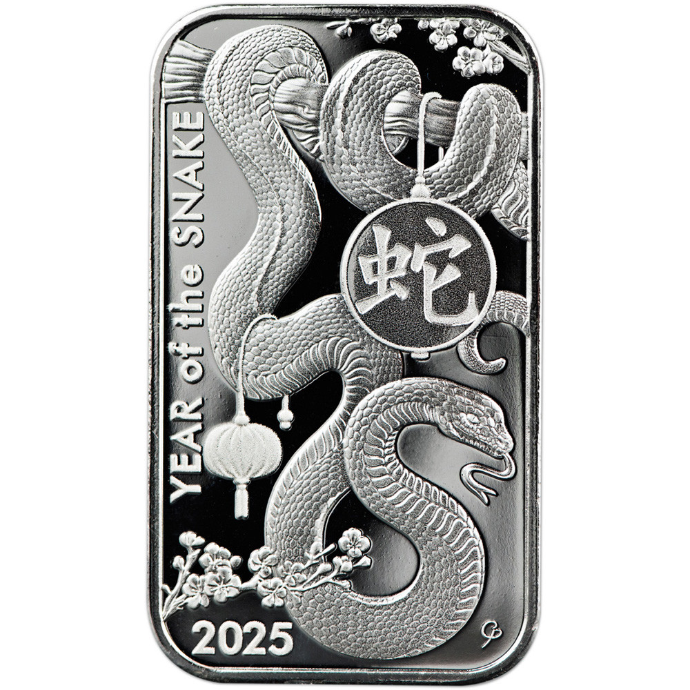 1 oz Silver Bar - Asahi Refining - Lunar Snake .999 Fine in Sealed