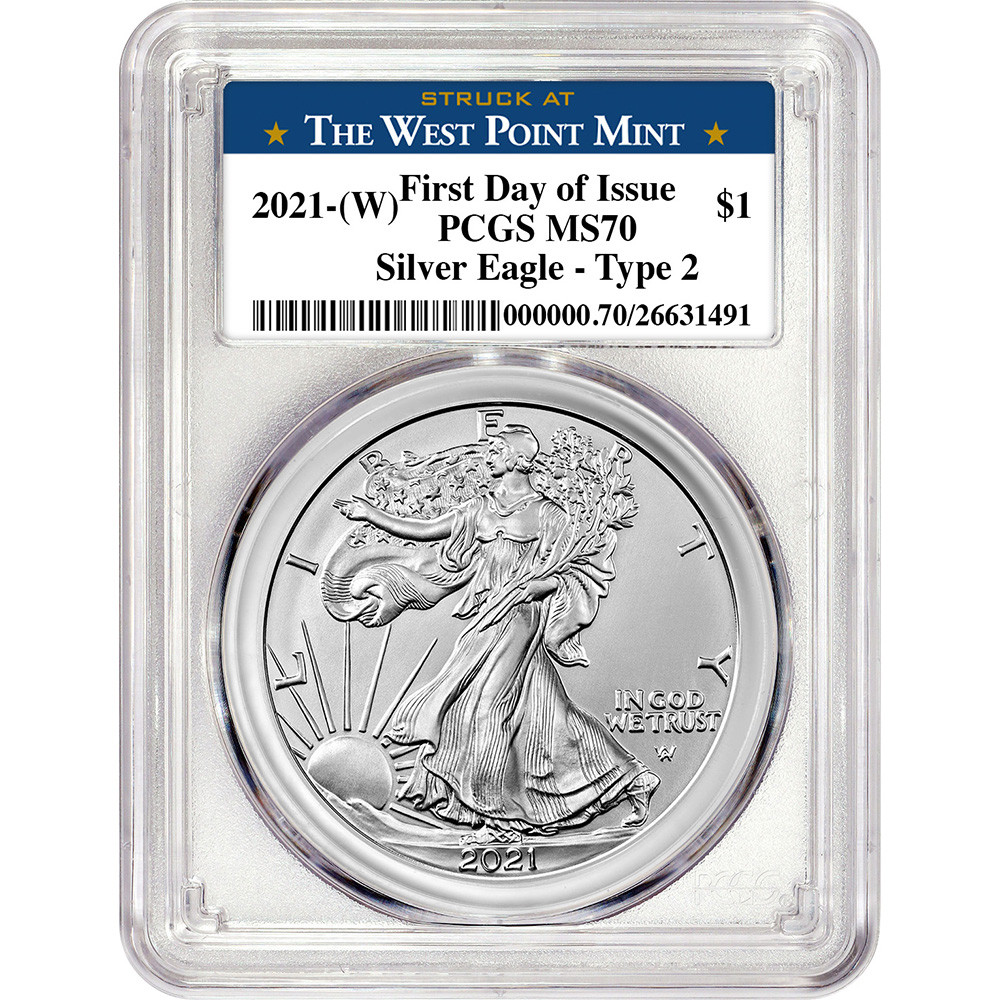 2021 (W) American Silver Eagle Type 2 - PCGS MS70 First Day Issue