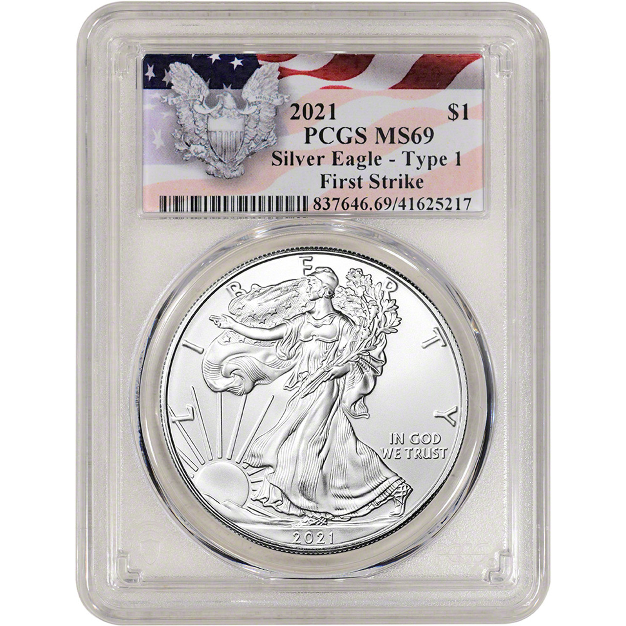 2021 American Silver Eagle - PCGS MS69 First Strike Red Flag Label