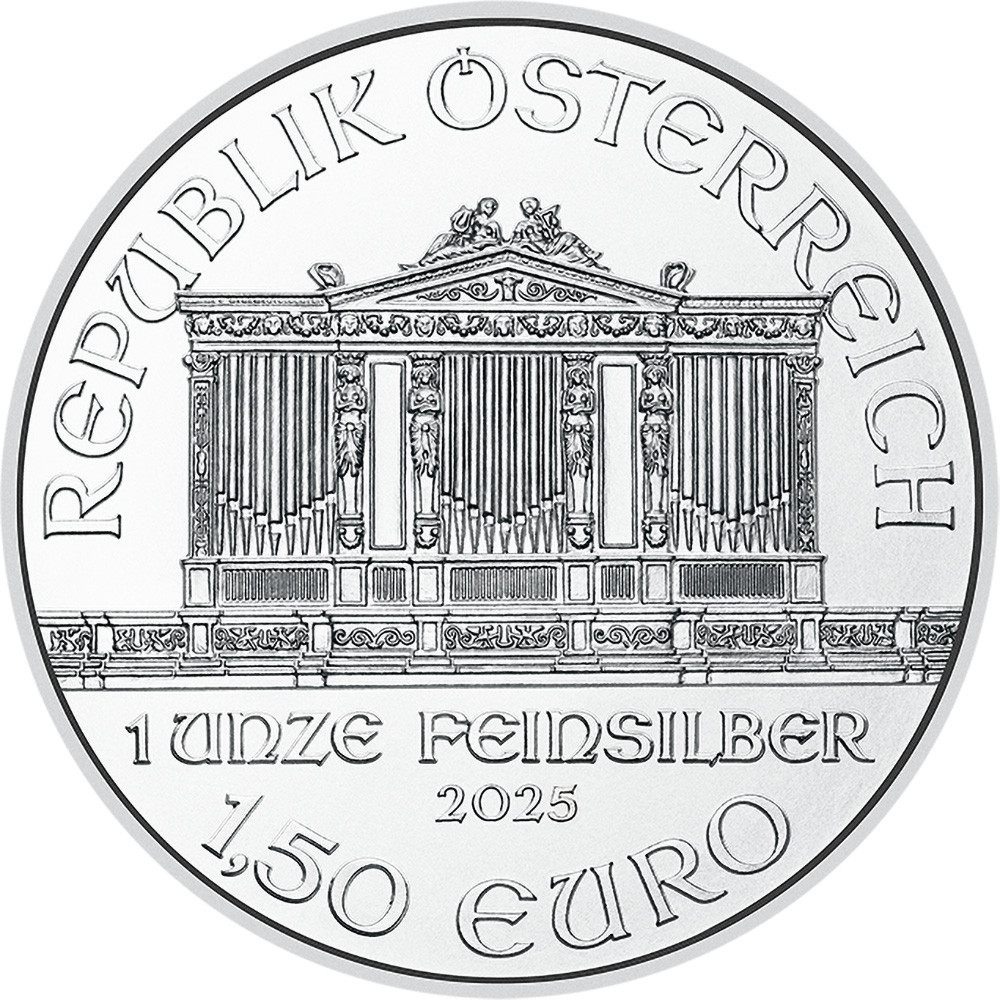 2025 Austria Silver Philharmonic 1 oz 1.5 Euro - BU - Ten 10 Coins