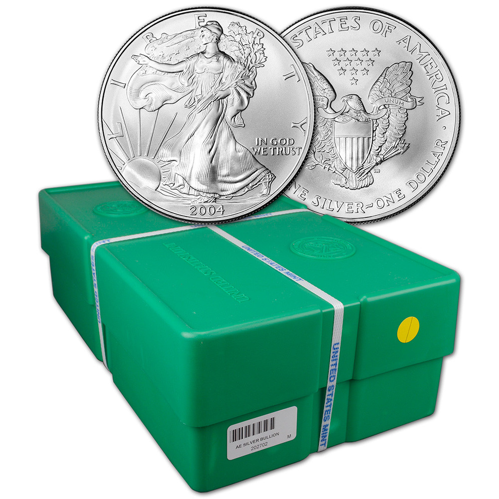 2004 American Silver Eagle 1 oz $1 - BU - Sealed 500 Coin Monster