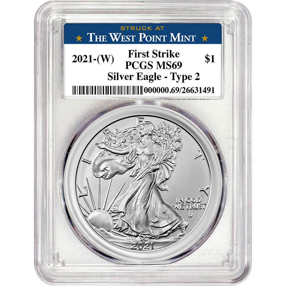 2021年アメリカンイーグルタイプ2PCGSMS69FirstStrike 2021 (W) American Silver Eagle Type 2 - PCGS MS69 First Strike