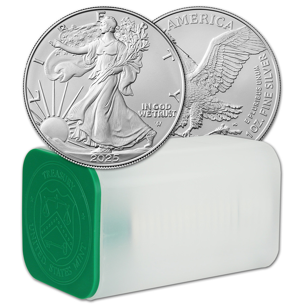 純銀　2025 アメリカ　リバティ 2025 American Silver Eagle 1 oz $1 1 Roll Twenty 20 BU Coins