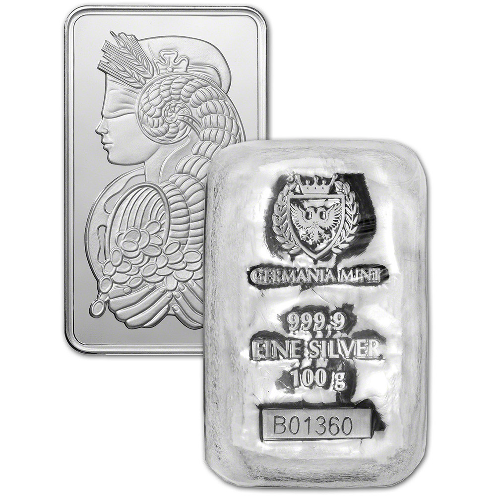 100 gram Silver Bar - Random Brand - Secondary Market [SILVER-Bar