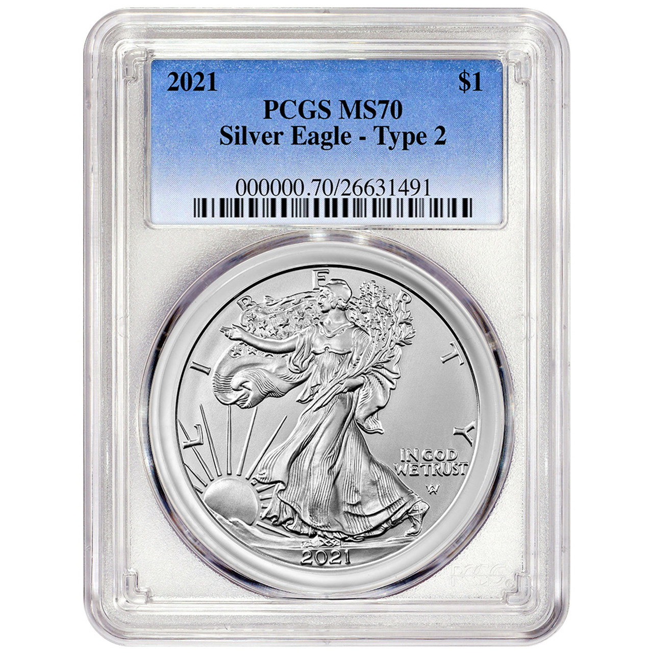 2021 American Silver Eagle Type 2 - PCGS MS70 [21-ASE-T2-P-MS70