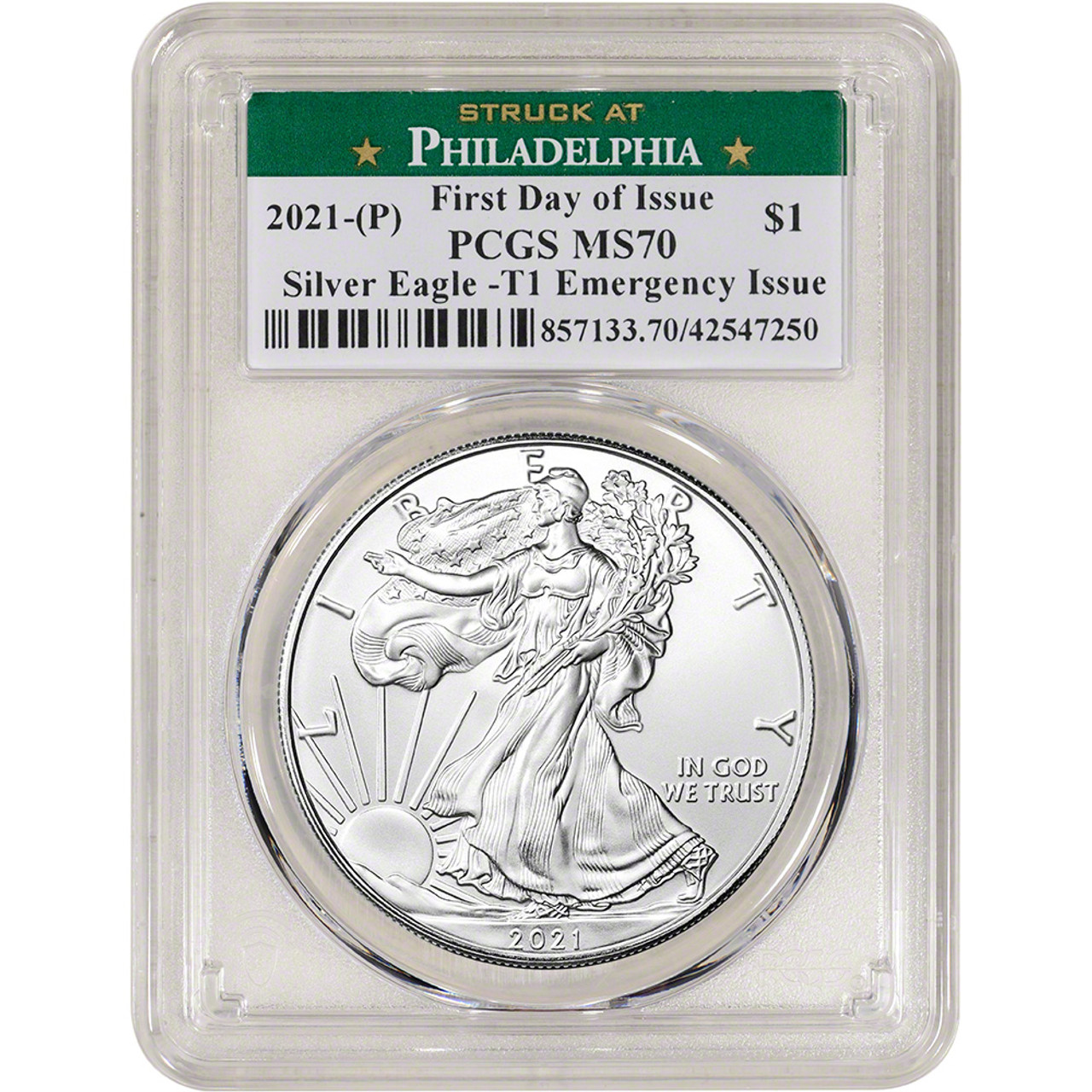 2021 (P) American Silver Eagle - PCGS MS70 First Day Issue